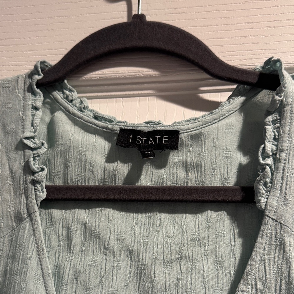 1. State Light Green Button-Down Blouse - Picture 7 of 9